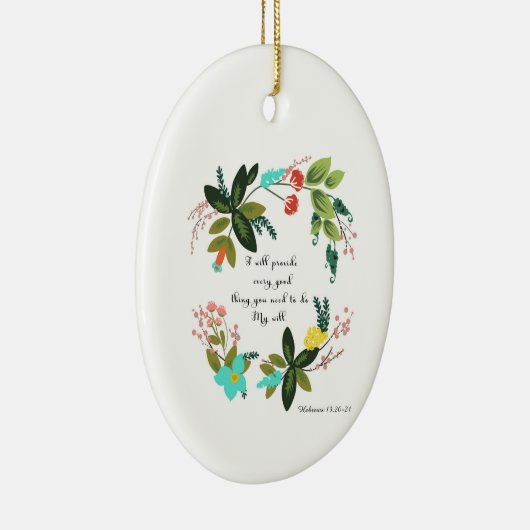 Bijbelversen Art - Hebreeuwen 13:20-21 Keramisch Ornament (Rechts)