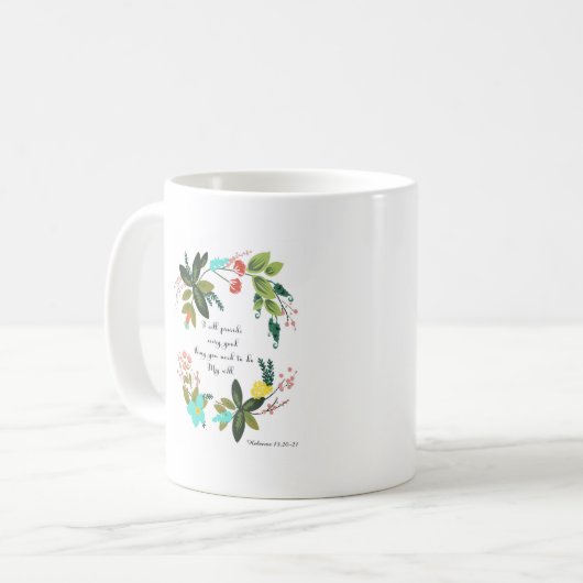 Bijbelversen Art - Hebreeuwen 13:20-21 Koffiemok (Voorkant links)