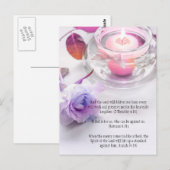 Bijbelversen, een roos en een kaars briefkaart (Voorkant / Achterkant)