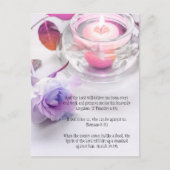 Bijbelversen, een roos en een kaars briefkaart (Voorkant)