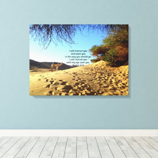Bijbelversen Inspirerend prijsopgave Psalm 32:8 Canvas Afdruk (Insitu (Houten vloer))