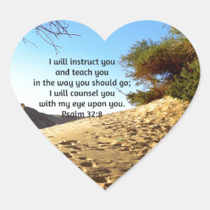 Bijbelversen Inspirerend prijsopgave Psalm 32:8 Hart Sticker
