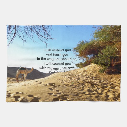 Bijbelversen Inspirerend prijsopgave Psalm 32:8 Theedoek (Horizontaal)