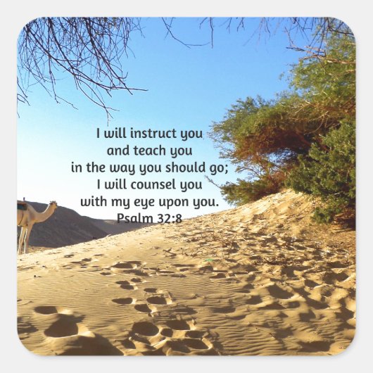 Bijbelversen Inspirerend prijsopgave Psalm 32:8 Vierkante Sticker (Voorkant)