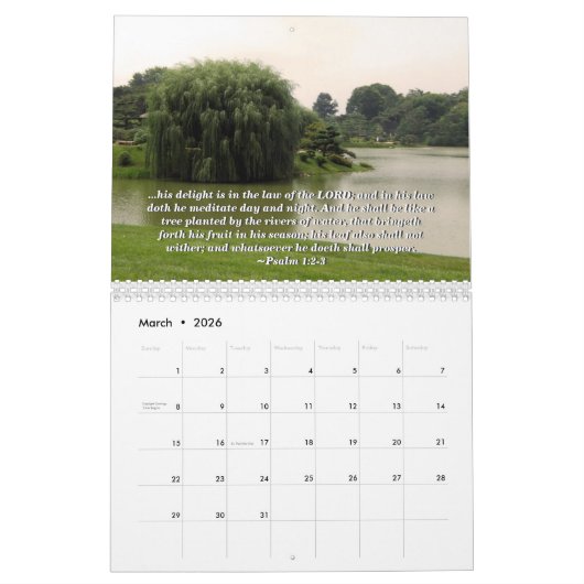 Bijbelversen Inspirerend scènes voor de Natuur van Kalender (Mar 2026)