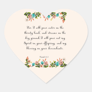 Bijbelversen stimuleren - Isaiah 44:3 Hart Sticker