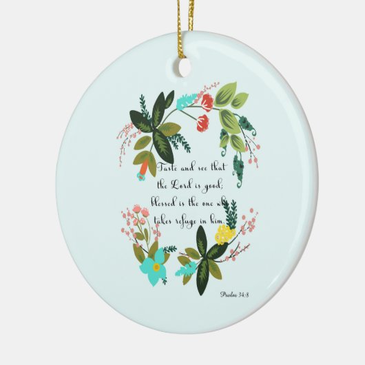 Bijbelversen stimuleren - Psalm 34:8 Keramisch Ornament (Links)