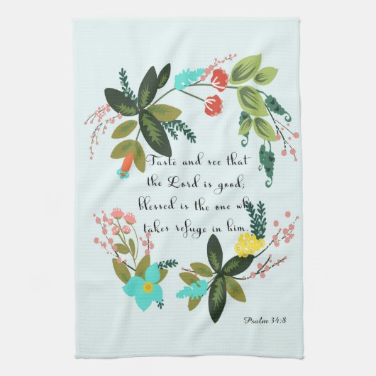 Bijbelversen stimuleren - Psalm 34:8 Theedoek (Verticaal)