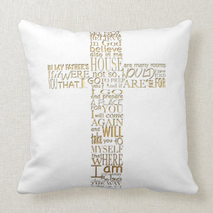 Bijbelversen van John 14 Gold Letters Pillow Kussen