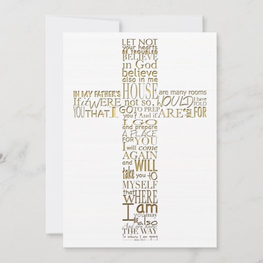 Bijbelversen van John 14 Golden Memorial Service Kaart (Voorkant)