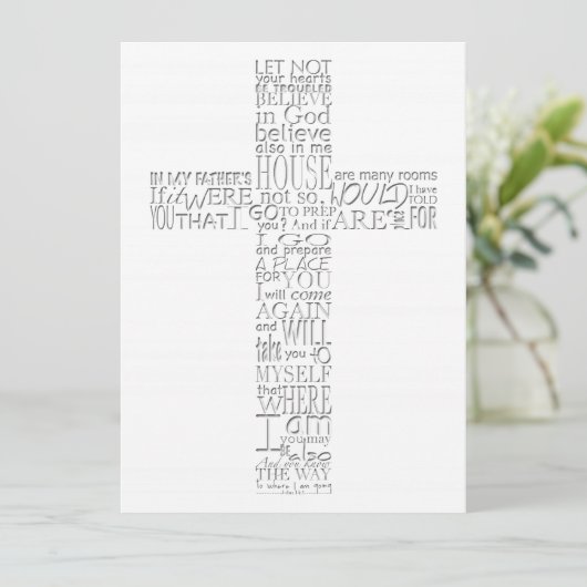 Bijbelversen van John 14 Memorial Service Kaart (Staand voorkant)