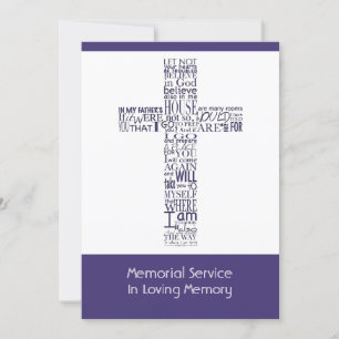 Bijbelversen van John 14 Paarse Memorial Service Kaart