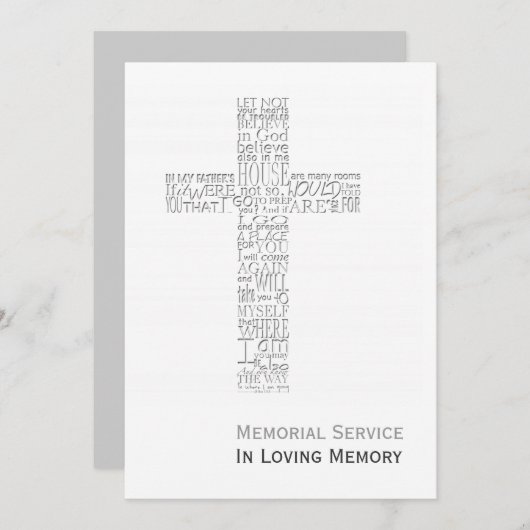 Bijbelversen van John 14 White Memorial Service Kaart (Voorkant / Achterkant)