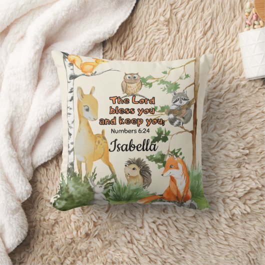 Bijbelversen Verse Cute Woodland Dieren Kussen (Deken)