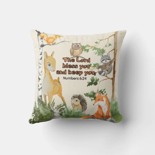 Bijbelversen Verse Cute Woodland Dieren Kussen (Achterkant)