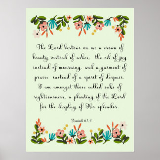 Bijbelverses Art - Isaiah 61:3 Poster