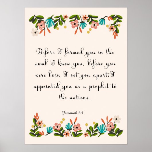 Bijbelverses Art - Jeremiah 1:5 Poster (Voorkant)