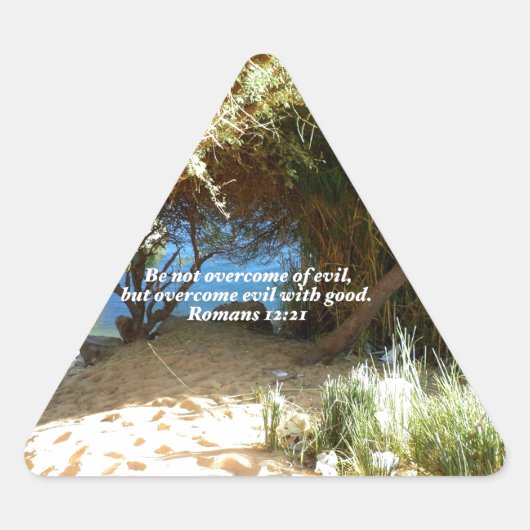 Bijbelverses Love Quote Gezegde Romans 12:21 Sticker (Voorkant)