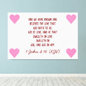 Bijbelversie 1 John 4:16 (KJV) Valentijnsdag Canvas Afdruk (Insitu (Houten vloer))