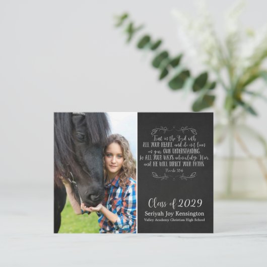 Bijbelversie Christelijk Afstuderen | Chalkboard Briefkaart (Staand voorkant)