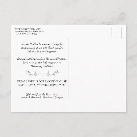 Bijbelversie Christelijk Afstuderen | Rustisch roo Briefkaart (Achterkant)