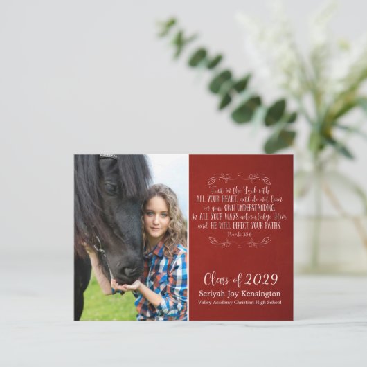 Bijbelversie Christelijk Afstuderen | Rustisch roo Briefkaart (Staand voorkant)