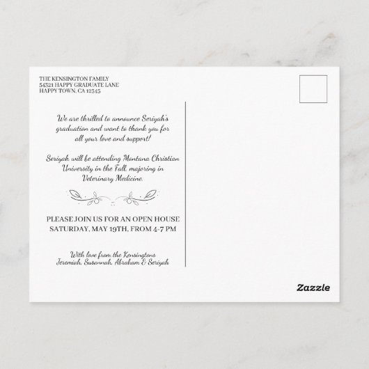 Bijbelversie Christelijk Afstuderen | Rustisch roo Briefkaart (Achterkant)