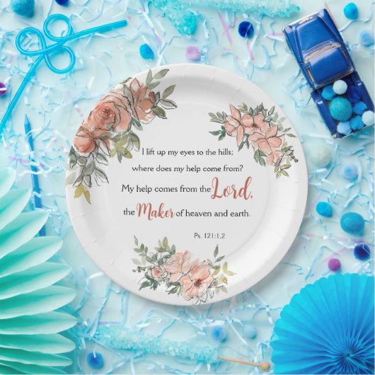 Bijbelversie: "Ik lift mijn ogen op" Papieren Bordje (Feest)