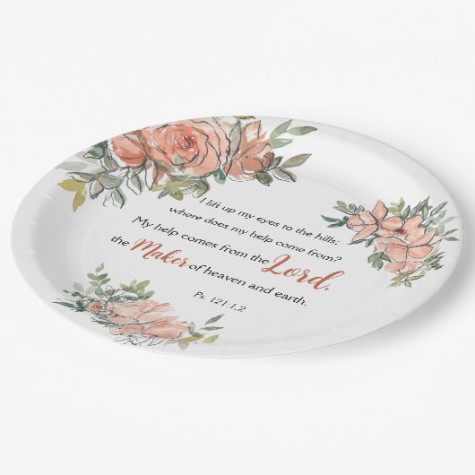 Bijbelversie: "Ik lift mijn ogen op" Papieren Bordje (Gekanteld)