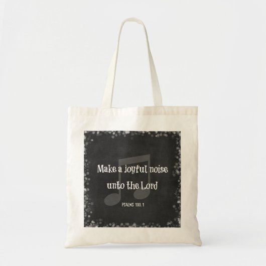 Bijbelversie: maak een vrolijk geluid tote bag (Voorkant)