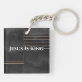 Bijbelversie met elegant zwart, abstract ontwerp sleutelhanger (Achterkant)