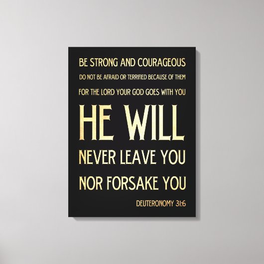 Bijbelversie met scripts - Deuteronomie 31:6 Canvas Afdruk (Voorkant)
