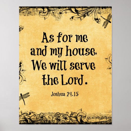 Bijbelversie: Net als voor mij en mijn huis. Poster (Voorkant)