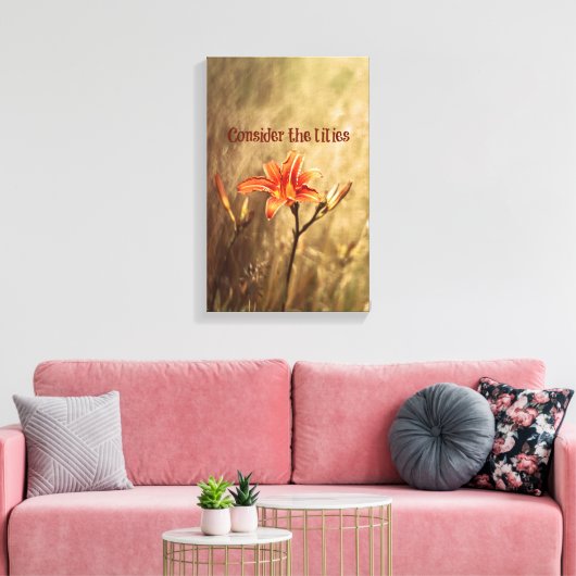 Bijbelversie: Overweeg de gelilies Canvas Afdruk (Insitu (Woonkamer))