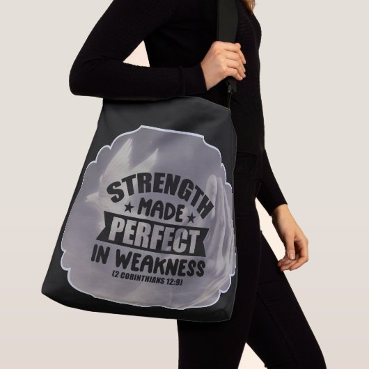Bijbelversie: "Sterkte ideaal in zwakte" Crossbody Tas (Dichtbij)