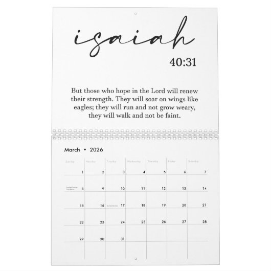 Bijbelversie: twee pagina middelgrote witte agenda kalender (Mar 2026)
