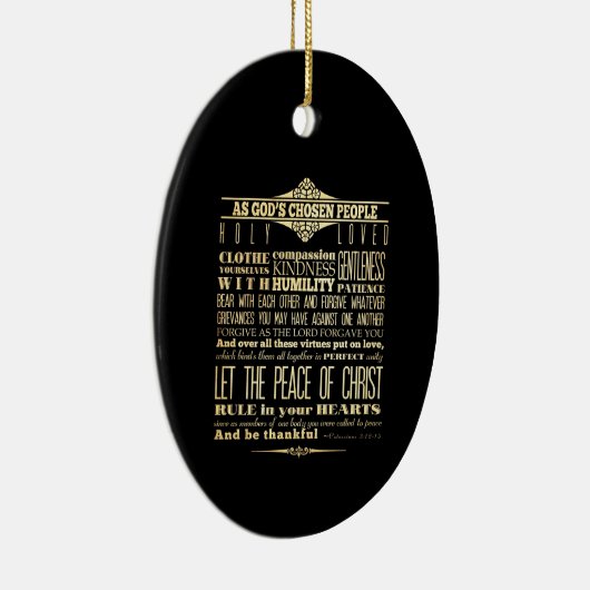 Bijbelversie van de lettertechniek - Colossians 3: Keramisch Ornament (Rechts)