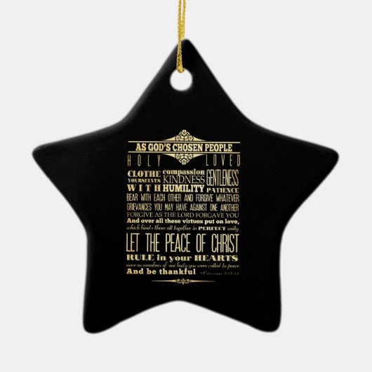 Bijbelversie van de lettertechniek - Colossians 3: Keramisch Ornament (Voorkant)