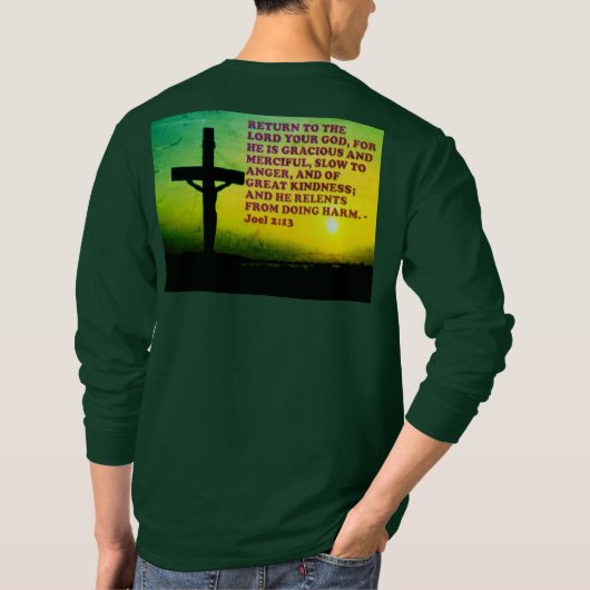 Bijbelversie van Joel 2:13. T-shirt (Achterkant)