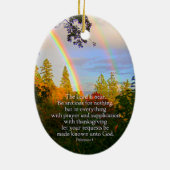 Bijbelversie voor regenboogbos Christelijke script Keramisch Ornament (Achterkant)