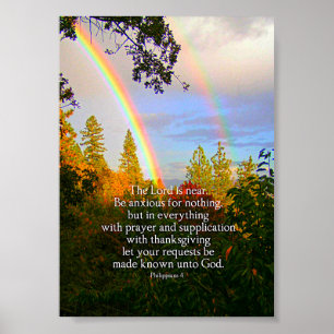 Bijbelversie voor regenboogbos Christelijke script Poster