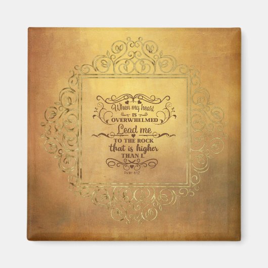 Bijbelversie wanneer mijn hart overweldigd is Psal Magneet (Voorkant)