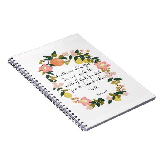 Bijbelverskunst - John 3:34 Notitieboek (Rechterzijde)