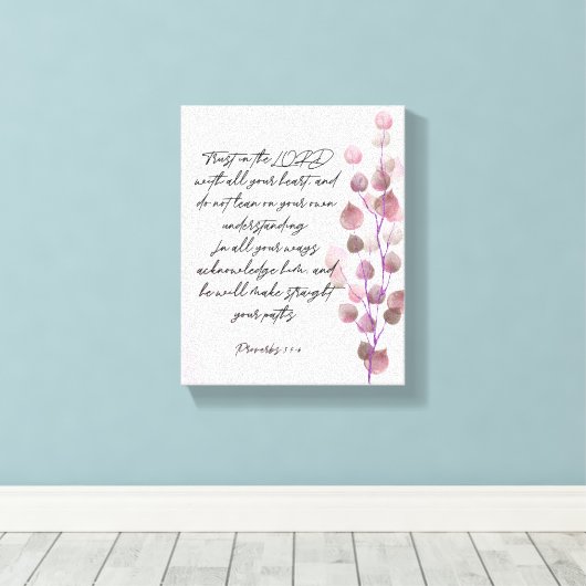 Bijbelversum, 8 x 10 paarse tak, gestoord canvas afdruk (Insitu (Houten vloer))