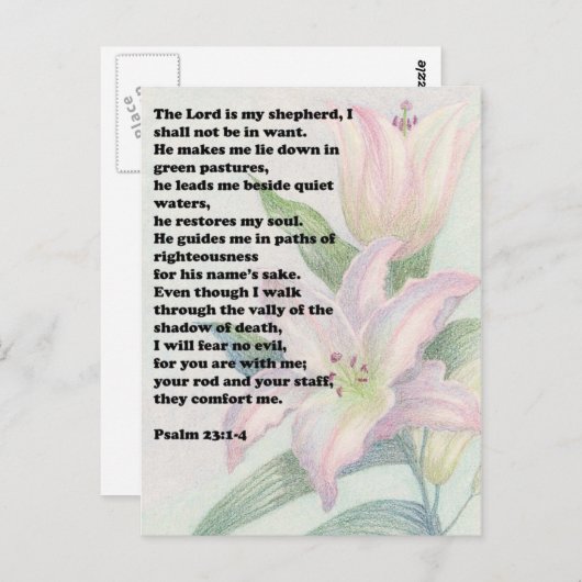 Bijbelversum en bloemlib briefkaart (Voorkant / Achterkant)