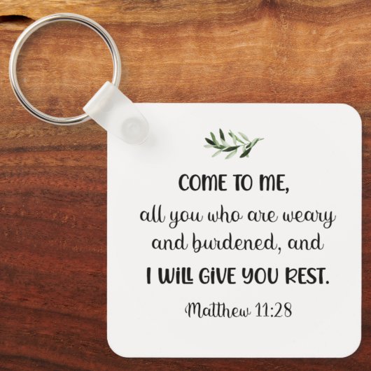 Bijbelversum Matthew Olive Square Sleutelhanger (Voorkant)