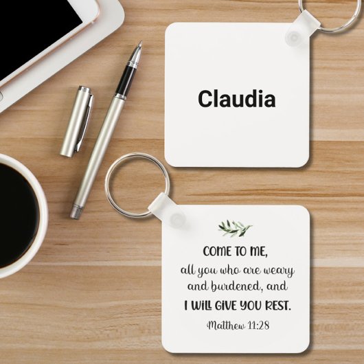 Bijbelversum Matthew Olive Square Sleutelhanger