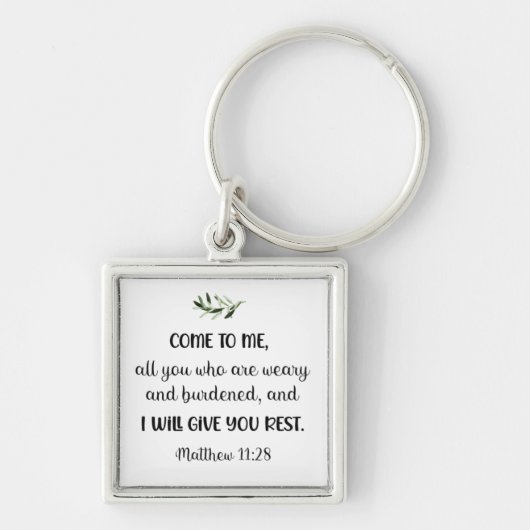 Bijbelversum Matthew Square Olive Sleutelhanger (Voorkant)