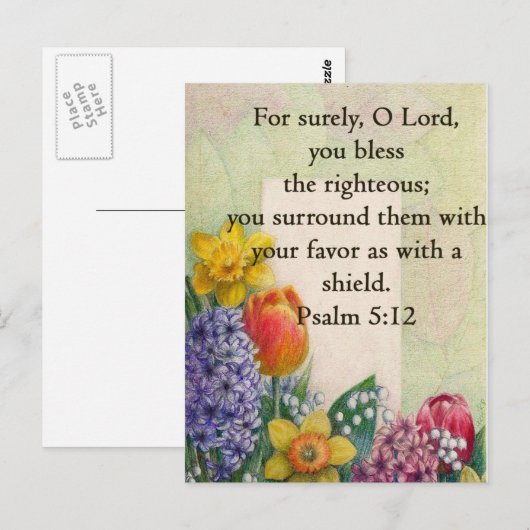 Bijbelversum met mooie bloementjes briefkaart (Voorkant / Achterkant)