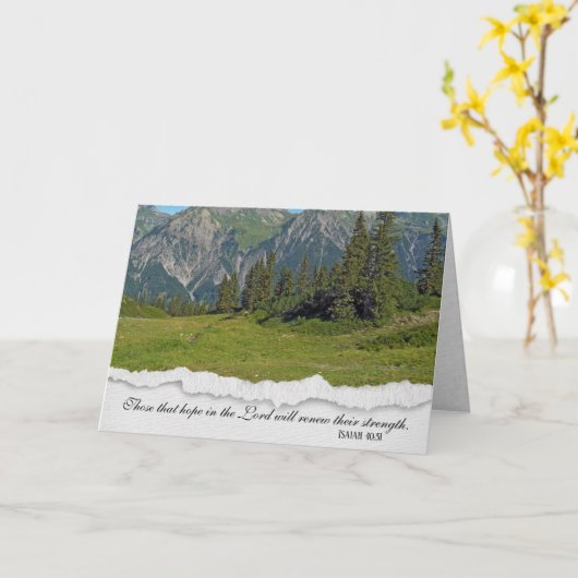 Bijbelversum met Oostenrijkse Alpen scène Kaart (Gele Bloem)